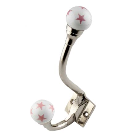 Pink Star Floral Ceramic Iron Hooks